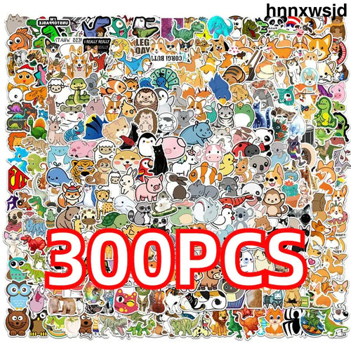 100/300PCS Mix Cute Cartoon Animals Graffiti Stickers DIY Phone Guitar Laptop Notebook Suitcase Cup Waterproof Sticker