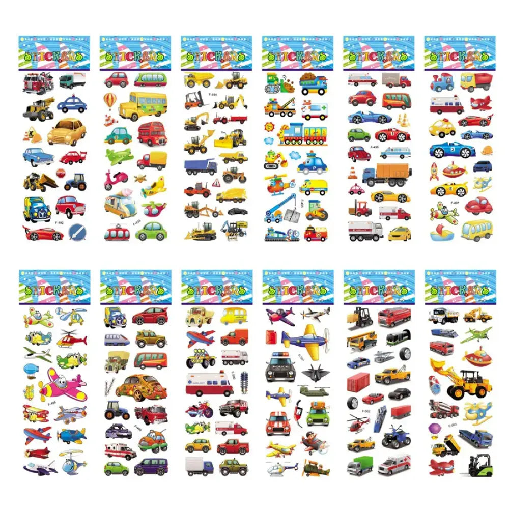 5 Sheets Kids Stickers Puffy Stickers for Children Birthday Christmas New Year Gift for Girl Boy Scrapbooking Cartoon
