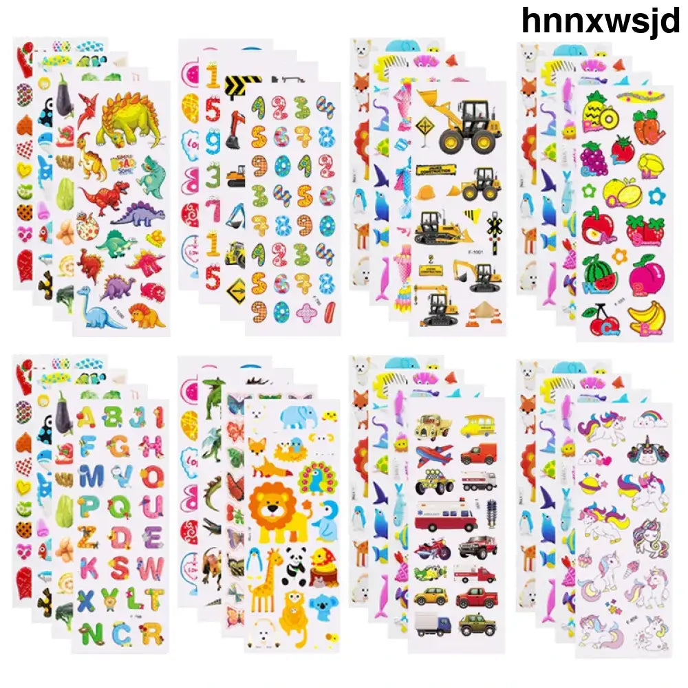5 Sheets Kids Stickers Puffy Stickers for Children Birthday Christmas New Year Gift for Girl Boy Scrapbooking Cartoon