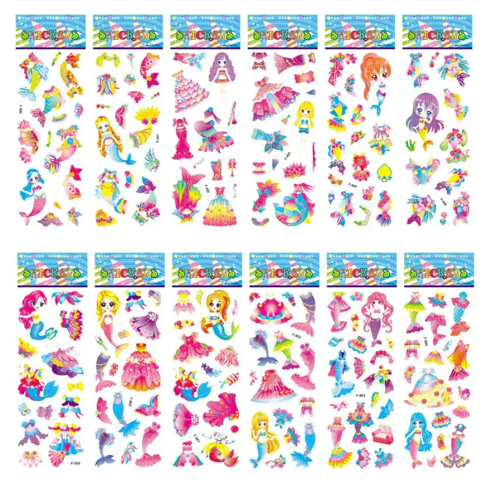5 Sheets Kids Stickers Puffy Stickers for Children Birthday Christmas New Year Gift for Girl Boy Scrapbooking Cartoon