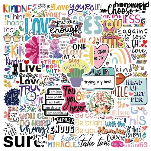 52pcs Inspirational Quote Stickers Pack Positive Decals DIY Laptops Water Bottles Phones Decorative Stickers Perfect