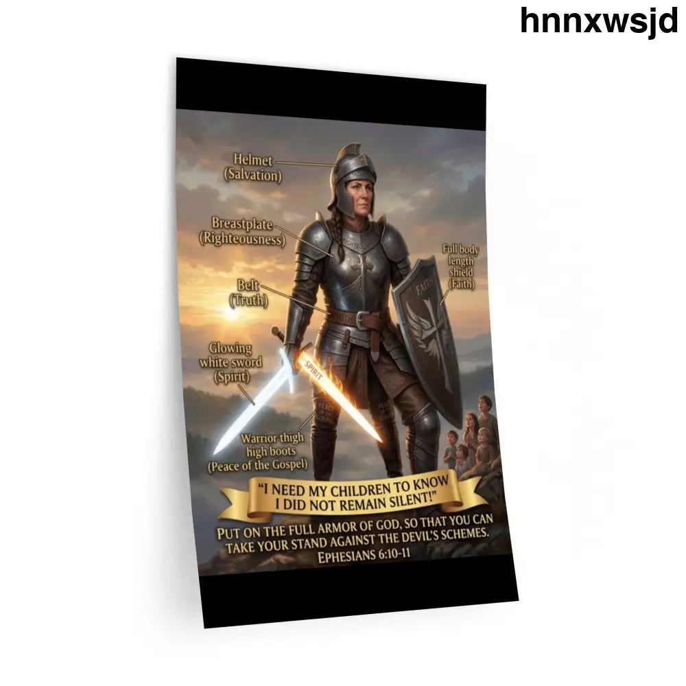 Armor of God Wall Decal, Biblical Christian Spiritual Warfare Illustration (Ephesians 6:10-11) - 12″ x 18″ - Wall Decal