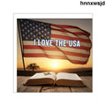 I Love the USA Square Vinyl Sticker, Patriotic American Flag Decal - 2’’ × 2’’ - Stickers