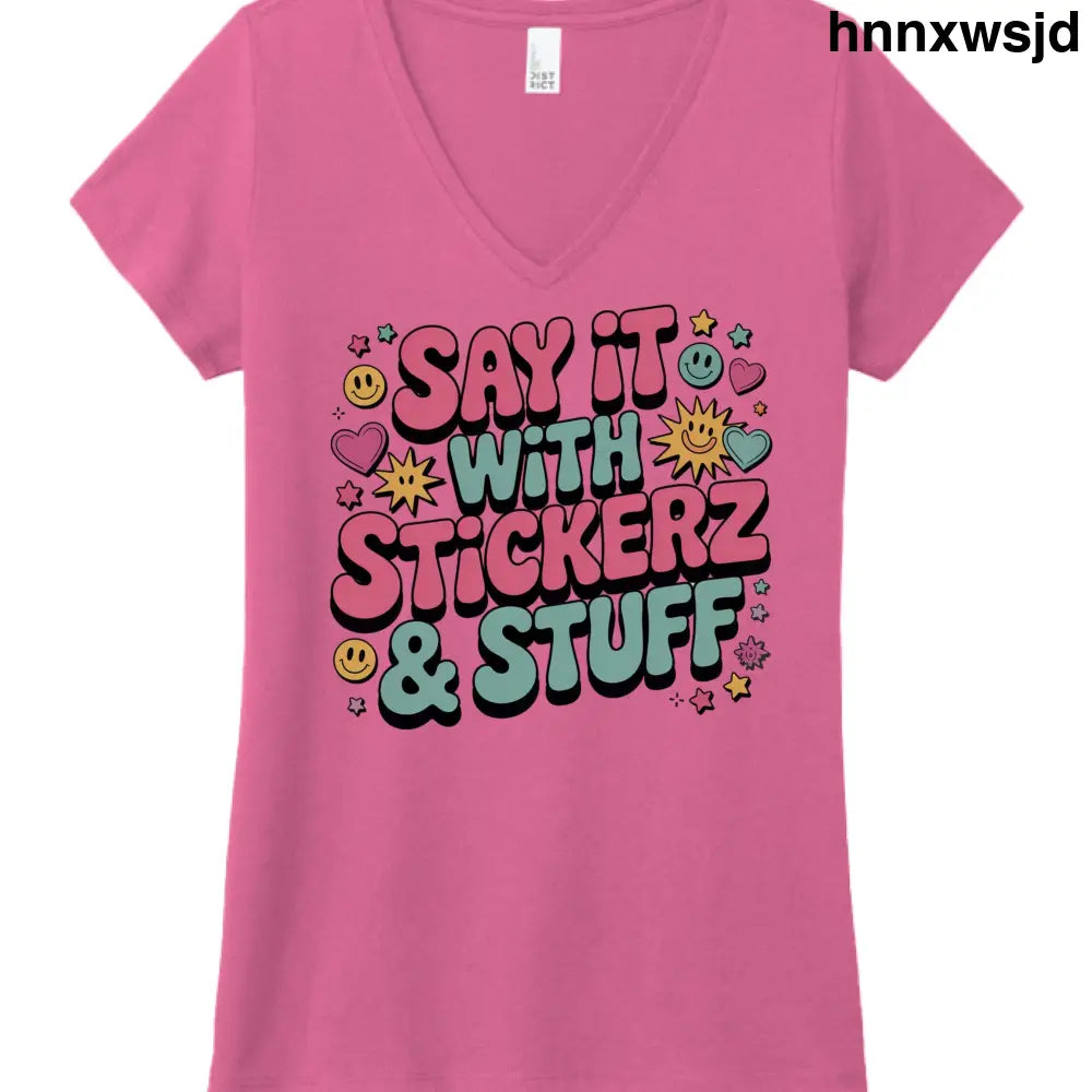 Say it with Stickerz 2 - Fuchsia Frost / XS - Printed T-Shirts